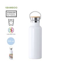 Sublimation bottle with bamboo lid, 500ml