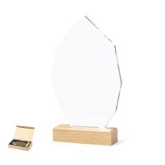 Glass Plaque with Wooden Base