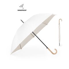 Natural White Windproof Umbrella with Wooden Handle
