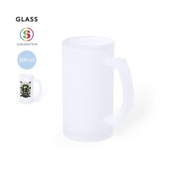 Beer Mug in Frosted Glass with Full-Color Print Option, 500 ml