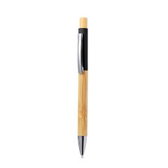 Bamboo Ballpoint Pen with Glossy Aluminum Look and Logo Customization Option