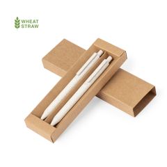 Small Gift Set with Ballpoint Pen and Mechanical Pencil in Wheat Straw with Box