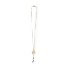 Cotton Lanyard with Round Bamboo Plate for Logo Printing