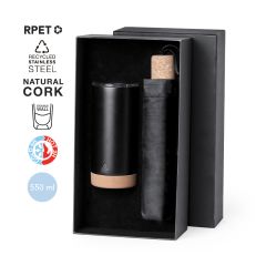 Gift Set with Tote Bag, Umbrella with Cork Handle, and 550 ml Thermal Mug