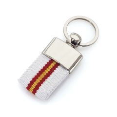 Small Polyester Keyring with a Silver Metal Hue