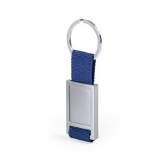 Dome Metal Keyring with Polyester Strap in Multiple Colors