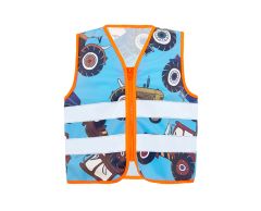 Children's Safety Vest with Zipper and Construction and Tractor Print