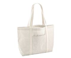 Striped beach bag made of organic cotton with pocket 45 x 37 x 14 cm