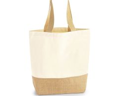Canvas tote bag with jute bottom and woven cotton handle 24 x 41 x 13 cm