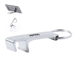 2-in-1 Metal Keyring - Smartphone Stand and Bottle Opener