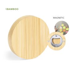 Round Bamboo Magnet Bottle Opener
