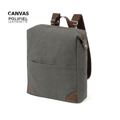 Grey Canvas Backpack with Faux Leather and Padding