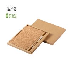 Gift Box with Notebook and Pen in Cork and Wheat Straw
