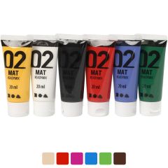School Acrylic Paint Small Set, 6 Bottles, 20 ml