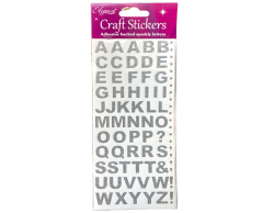 Alphabet Stickers Silver Glitter Letters on Sheets