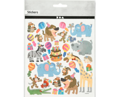 Animals Celebrate Birthday, Stickers on Sheets with Silver