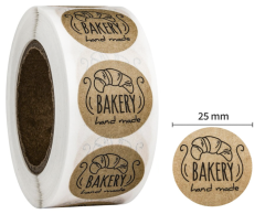 Handmade Bakery - Bakery Stickers on a Roll, 25mm, 500 pcs.