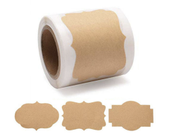 Kraft Paper Labels on a Roll, 3 Designs, 250 pcs, 50x30mm