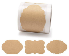 Kraft Paper Labels on a Roll, 3 Designs, 250 pcs, 50x30mm