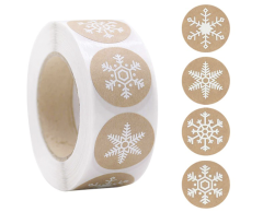Snowflake Christmas Stickers, 4 Designs, 500 pcs, 25mm