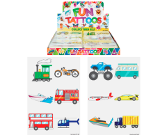 Cars, trains and planes tattoos for children 6 x 96 pcs.