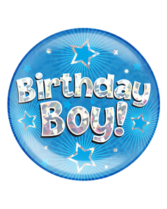 Birthday Boy! Giant Blue Glitter Badge with Pin