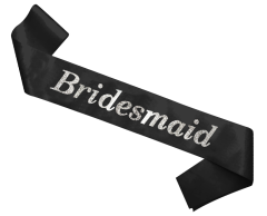 Black 'Bridesmaid' Sash with Silver Hologram