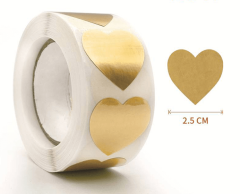 Bronze Heart Stickers, 25mm, 500 pcs.