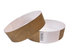 Bronze Tyvek wristbands without print with security adhesive