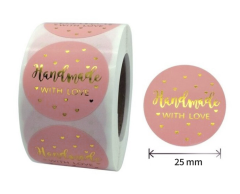 Handmade with Love Stickers, 25mm, Rose Gold