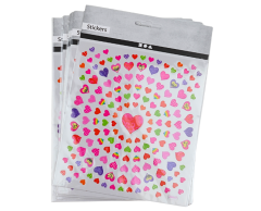 Sheet with small heart stickers (red, pink, purple, orange, green and rainbow-coloured), 1 sheet