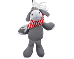Donkey reflective accessory with white and red striped scarf, without logo