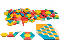 Geometric Tile Set 250 Pieces - Play and Learn About Shapes and Patterns (RE-Wood)