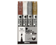 Glass and Porcelain Marker Pack - 4 pcs. Gold, Silver, White, and Brown
