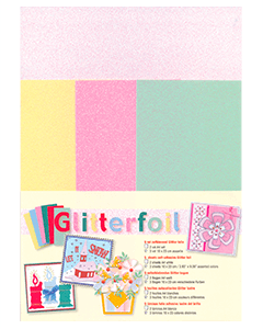 Pastel glitter foil pack with white, pink, yellow and green