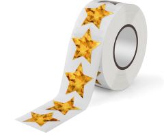 Gold Star Hologram Stickers, 25mm, 500 pcs.