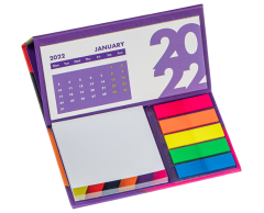 Desk calendar with hard cover, post-it notes, and page markers, 130 * 155 mm