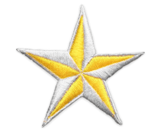 Nautical Star Iron-On Patch, Yellow and White