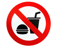 Food and Beverages Prohibited Sticker 80x80mm - No Eating Allowed