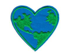 Heart-Shaped Globe Iron-On Patch