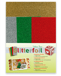 Christmas Glitter Foil Pack - Gold, Red, Green, and Silver