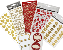 Large Christmas Sticker Multipack, 7 Varieties - For Wrapping and Christmas Cards