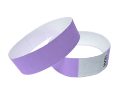 Lavender Tyvek wristbands without print with security adhesive