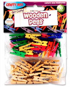 Mini Wooden Clothespins, 50 pcs. (Assorted Colors)