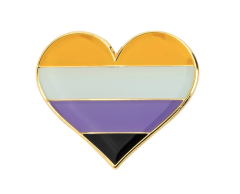 Nonbinary Heart Enamel Pin - 21x26mm