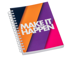 Softcover spiral bound notebook, full-color print, A6