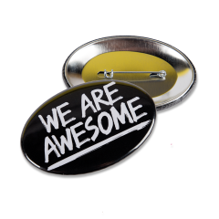 Oval badge with needle