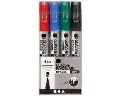 Glass and Porcelain Marker Pack - Red, Blue, Black, and Green