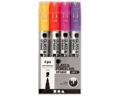 Glass and Porcelain Marker Pack - 4 pcs. Yellow, Orange, Pink, and Purple