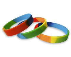 Rainbow Silicone Wristbands without Print 12mm